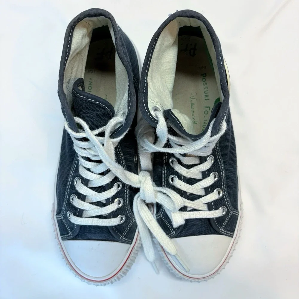 PF Flyers Center Hi Navy White Canvas High Top Sneakers Mens 6 Womens 7.5 Shoes